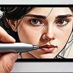 Pen Pressure Sensitivity**

Prompt: Close-up shot of a digital pen on a tablet, illustrating varying line thicknesses based on pressure. Show a range of strokes from barely-there thin lines to bold, thick strokes. In the background, a detailed portrait sketch with subtle shading. Use a color palette inspired by Russian realist painting.