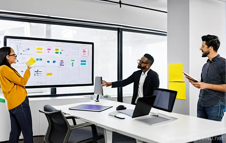 디자인 프로젝트 관리를 위한 소프트웨어 추천 - **Prompt for Team Collaboration in a Design Studio:**
    "A diverse team of six adult designers, th...