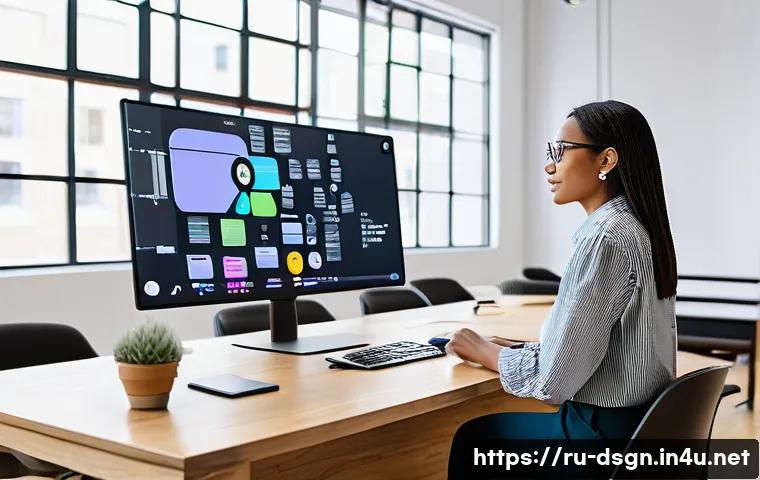 디자인 워크플로우를 개선하는 협업 도구 - **Prompt:** "A diverse group of professional UI/UX designers, dressed in modern business casual atti...
