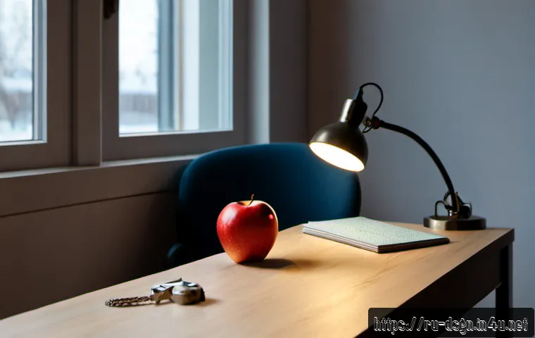 디자인에서 상징과 은유 사용법 - Photorealistic creative design studio scene, a Russian graphic designer arranging a red apple beside...