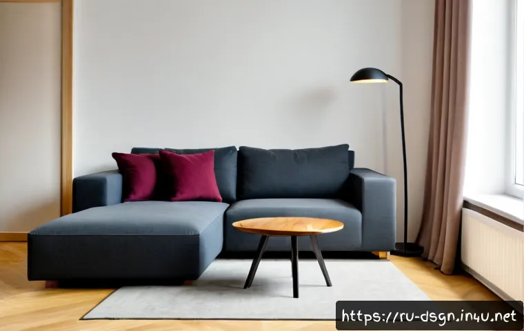 디자인에서 비대칭 레이아웃의 효과 - Photorealistic modern Moscow apartment living room demonstrating asymmetrical layout, a large charco...